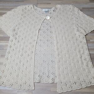 Christopher & Banks USA Size Medium Ivory Knit Top Single Top Buttom Sweater Top